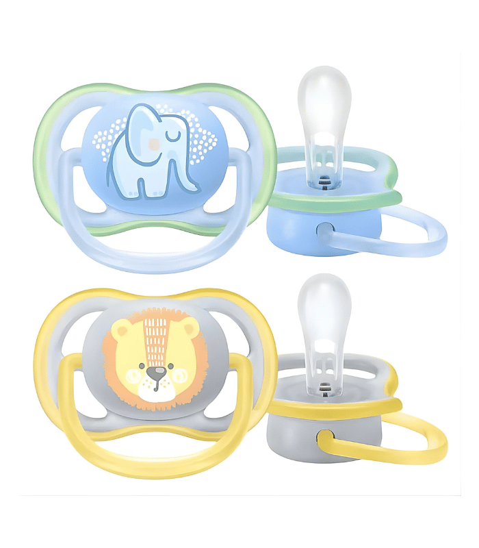 Avent Sucette Ultra Air 0-6 Mois Éléphant & Tigre SCF085/05 – Lot de 2
