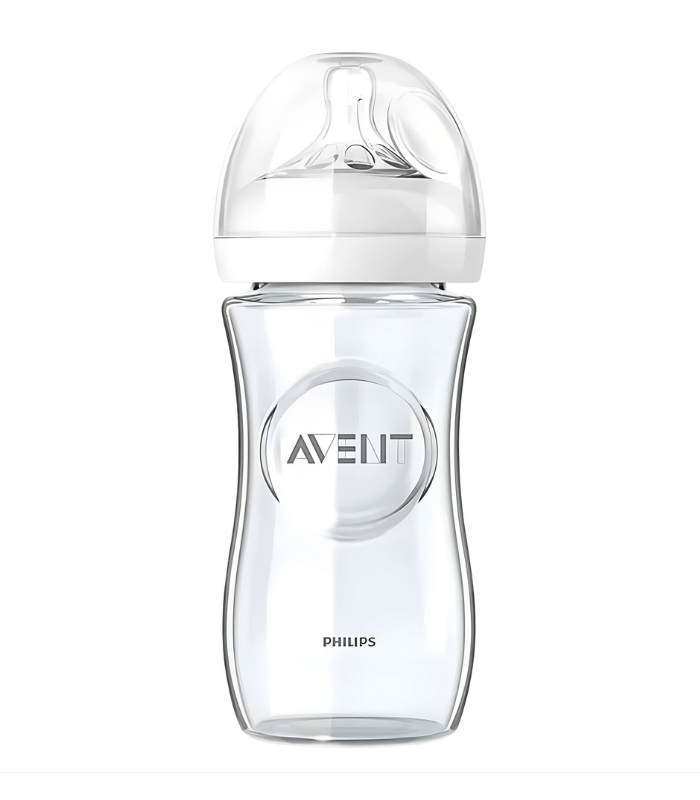 Avent Biberon Natural en Verre 240ml 1 Mois+Débit Lent SCF053/17