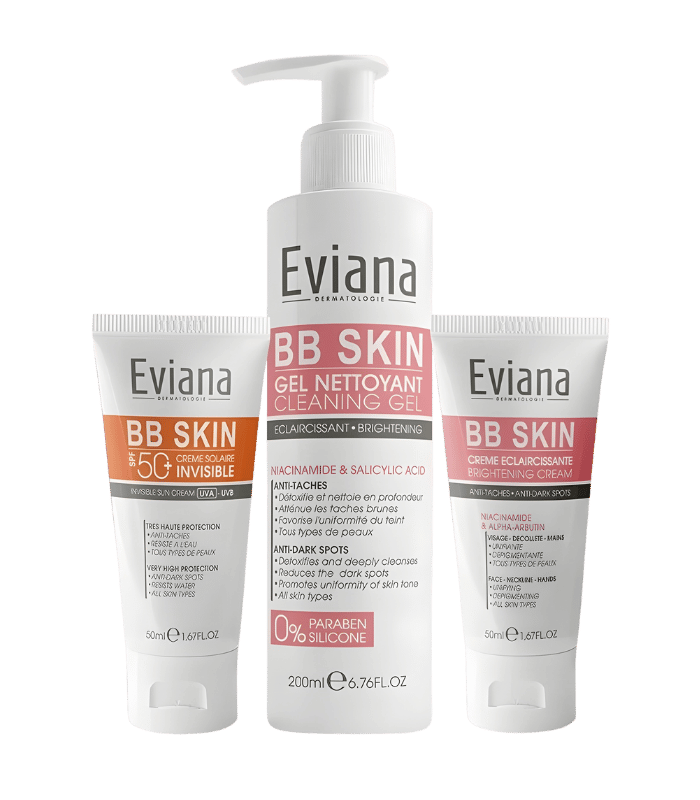 Eviana Crème Éclaircissante + Gel Nettoyant + Écran Invisible PACK