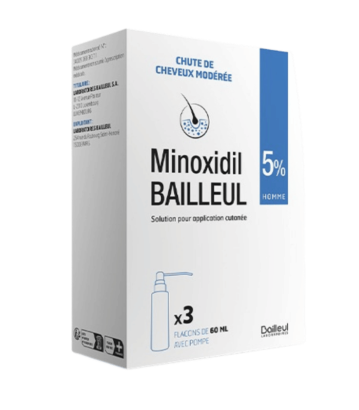 Minoxidil Bailleul 5% Homme Solution Anti-Chute Cheveux 3 × 60ml