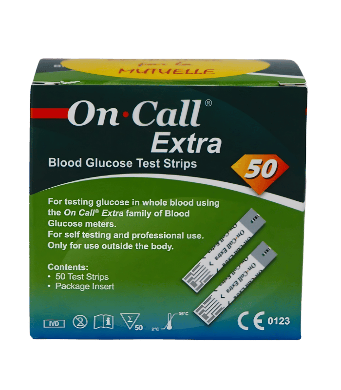 On Call Extra Blood Glucose Test Strips 50 Strips