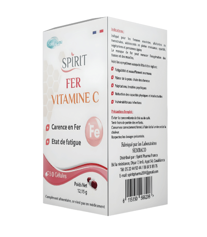 Spirit Fer + Vitamine C 30 gélules