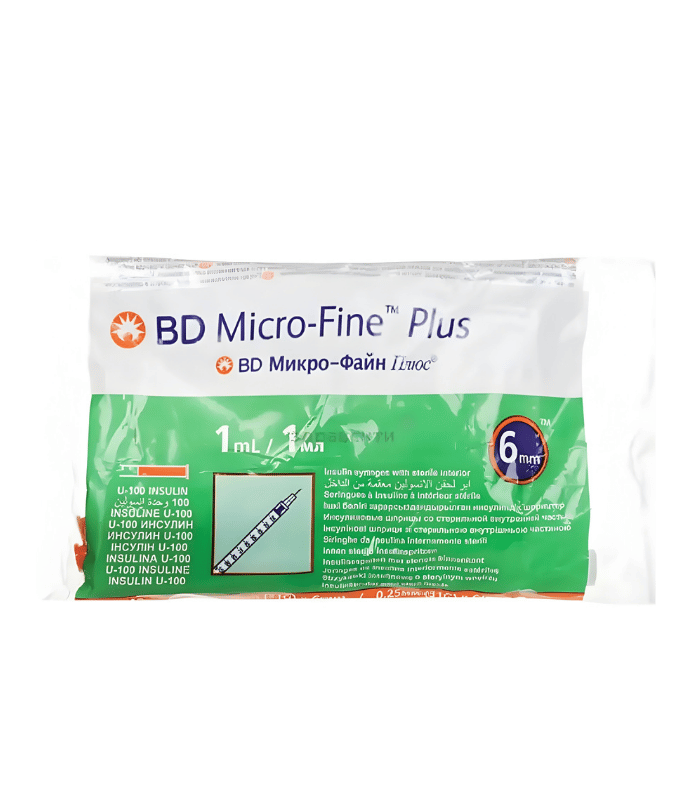BD Micro-Fine Plus Seringues à Insuline 1 ml U-100 Avec Aiguille 6 mm